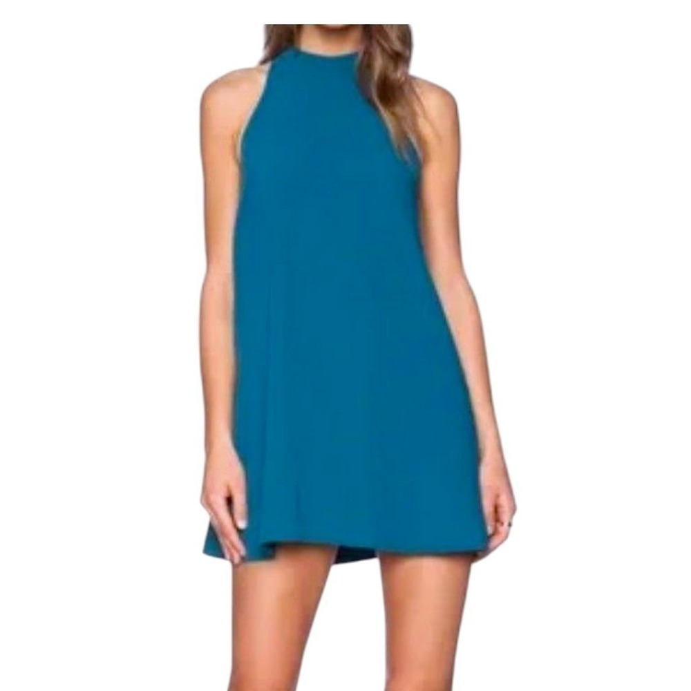 Lovers‎ + Friends Mini Halter Dress In Teal Green With Pockets Size S